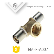 EM-F-A007 Chromed Compression Connector Brass 3-way pipe fitting